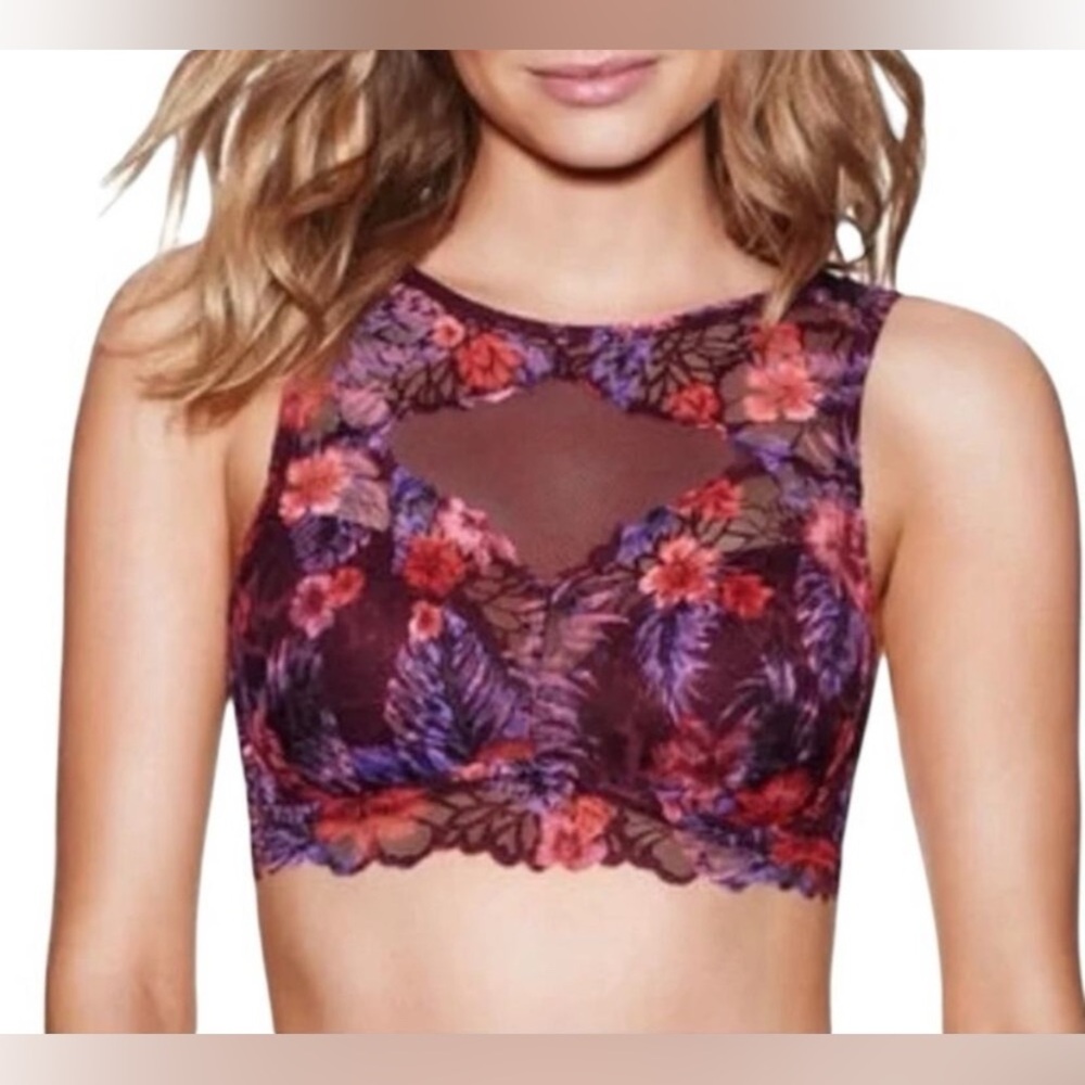 Victoria's Secret PINK Tropical Floral Lace‎ Bralette Size Medium NWOT